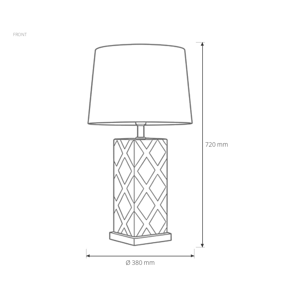 Blue Table Lamp #TL0382 dimensions drawing