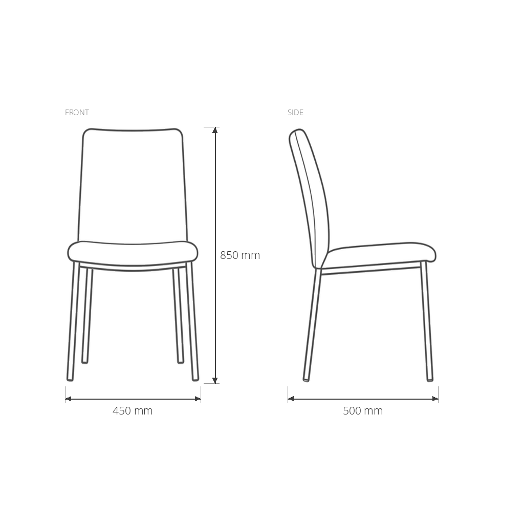Brande Dining Chair dimensions drawing