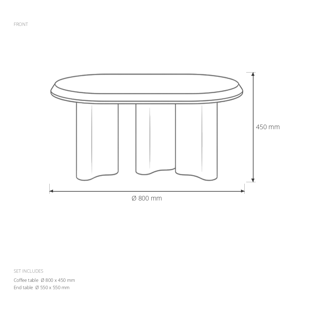Coffee Table Set #GT2576 dimensions drawing