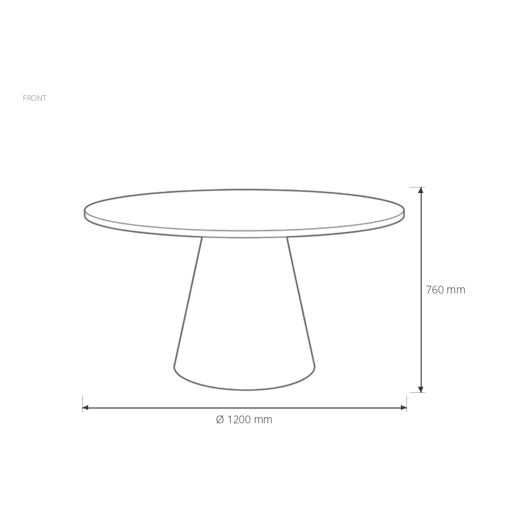 Helen Round Dining Table dimensions drawing