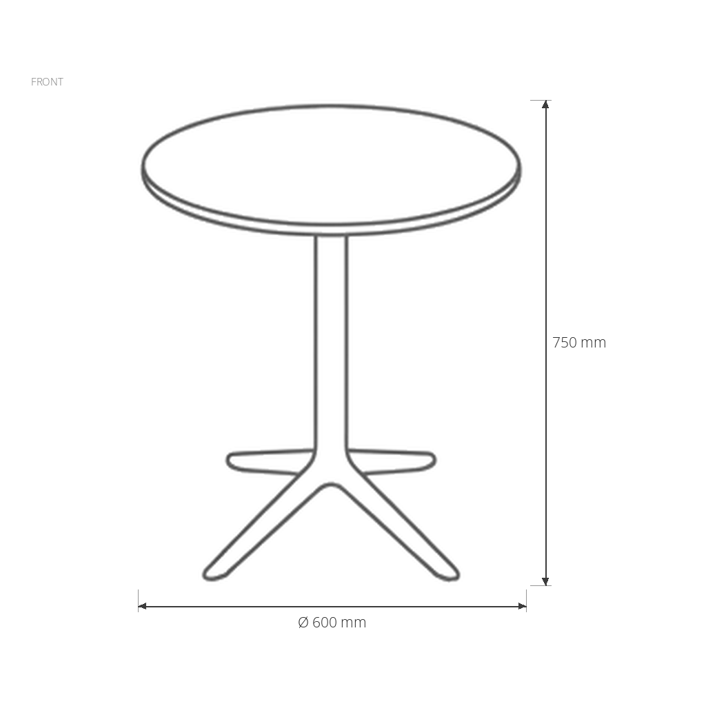 White Garden Table #8302 dimensions drawing