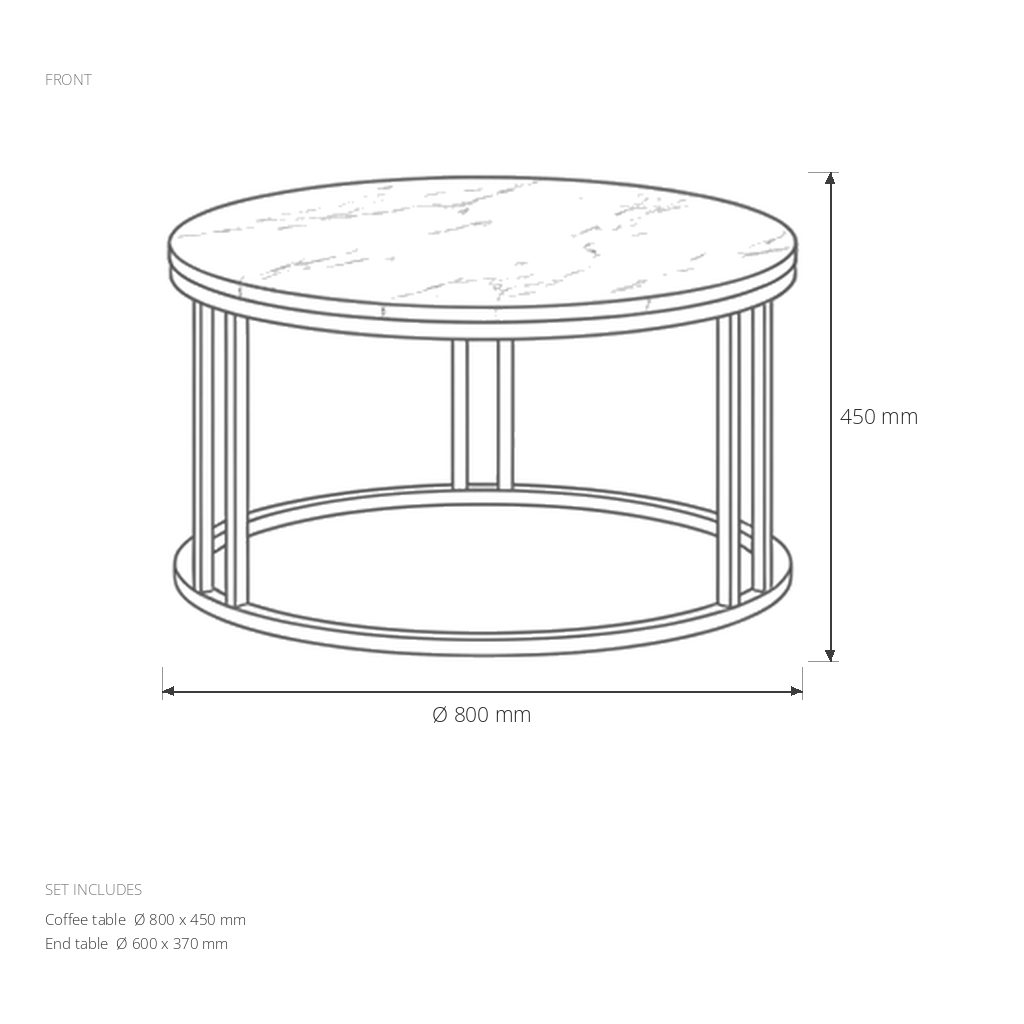 Coffee Table Set #LCT950 dimensions drawing
