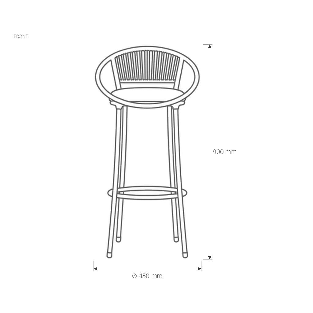 Famais Havai High Stool dimensions drawing