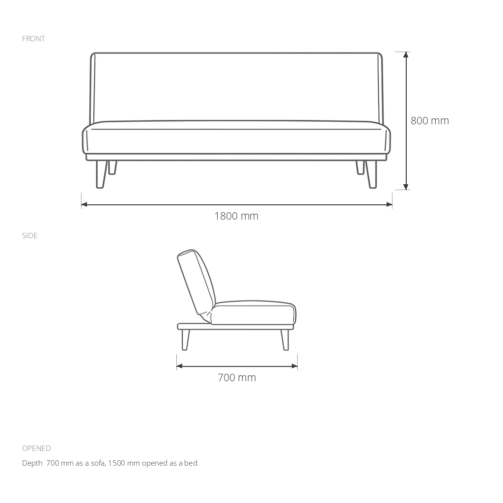 Sofa Bed #5LAB-17 dimensions drawing