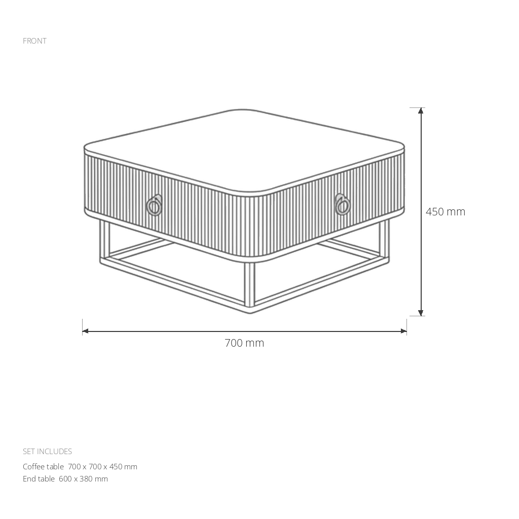 Coffee Table Set #LCT952 dimensions drawing