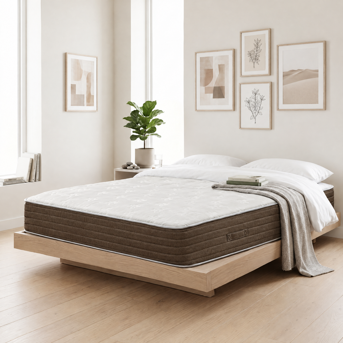 Cloud 9 New Classic Mattress on a pale oak bed in a bright bedroom