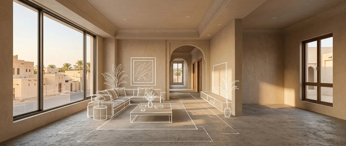 تصميم داخلي من فهمي في ضوء ما بعد الظهر في مسقط