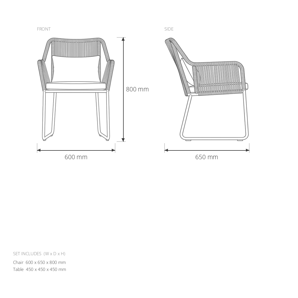 Kensington Garden Set #RC-931 dimensions drawing
