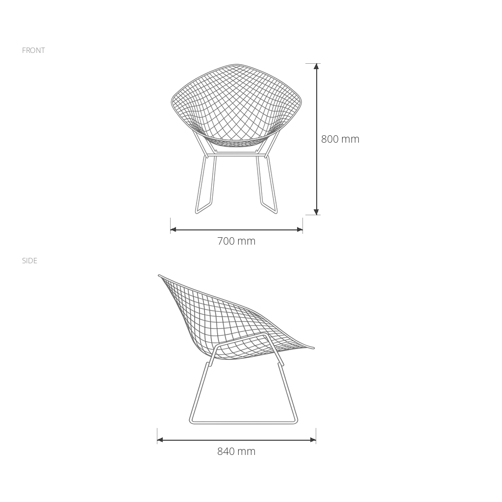 Lounge Chair #T005 dimensions drawing
