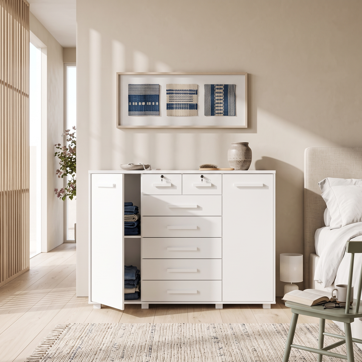 Fontana White 2 Doors Dresser in a Muscat home