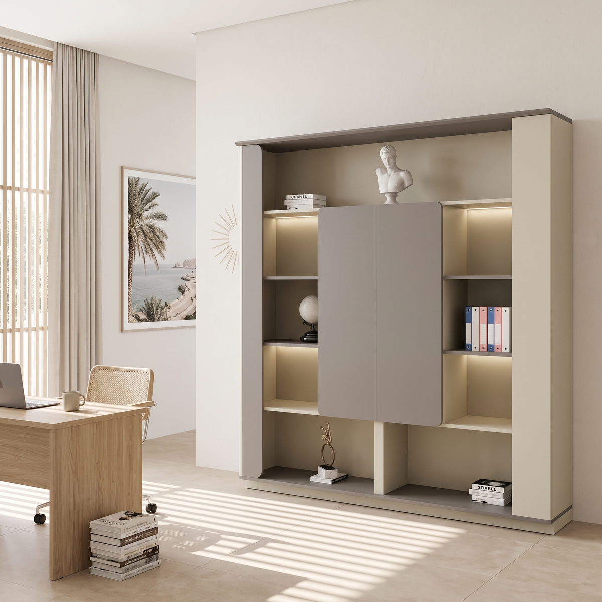 Display Cabinet & Bookcase with LED Lighting #YD315S20E in a Muscat office