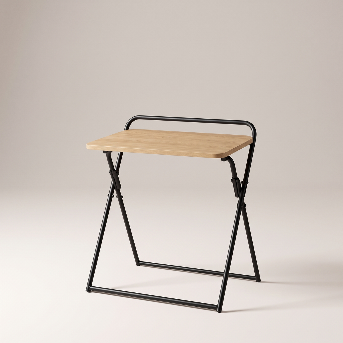 Compact Oak-Effect Folding Study Table, studio view