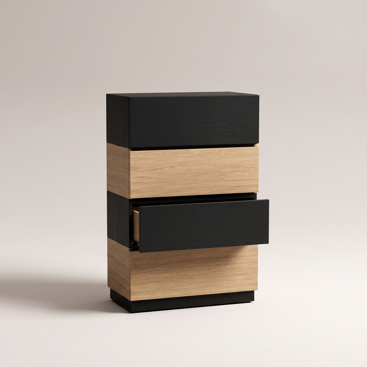 Black & Oak Modular Drawer Chest, studio view