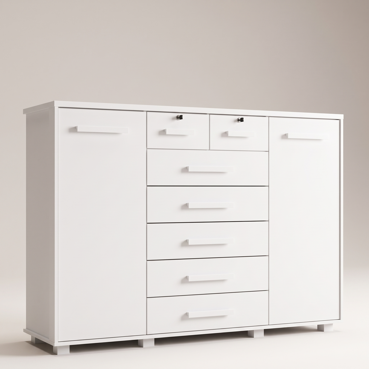 Fontana White 2 Doors Dresser, studio view