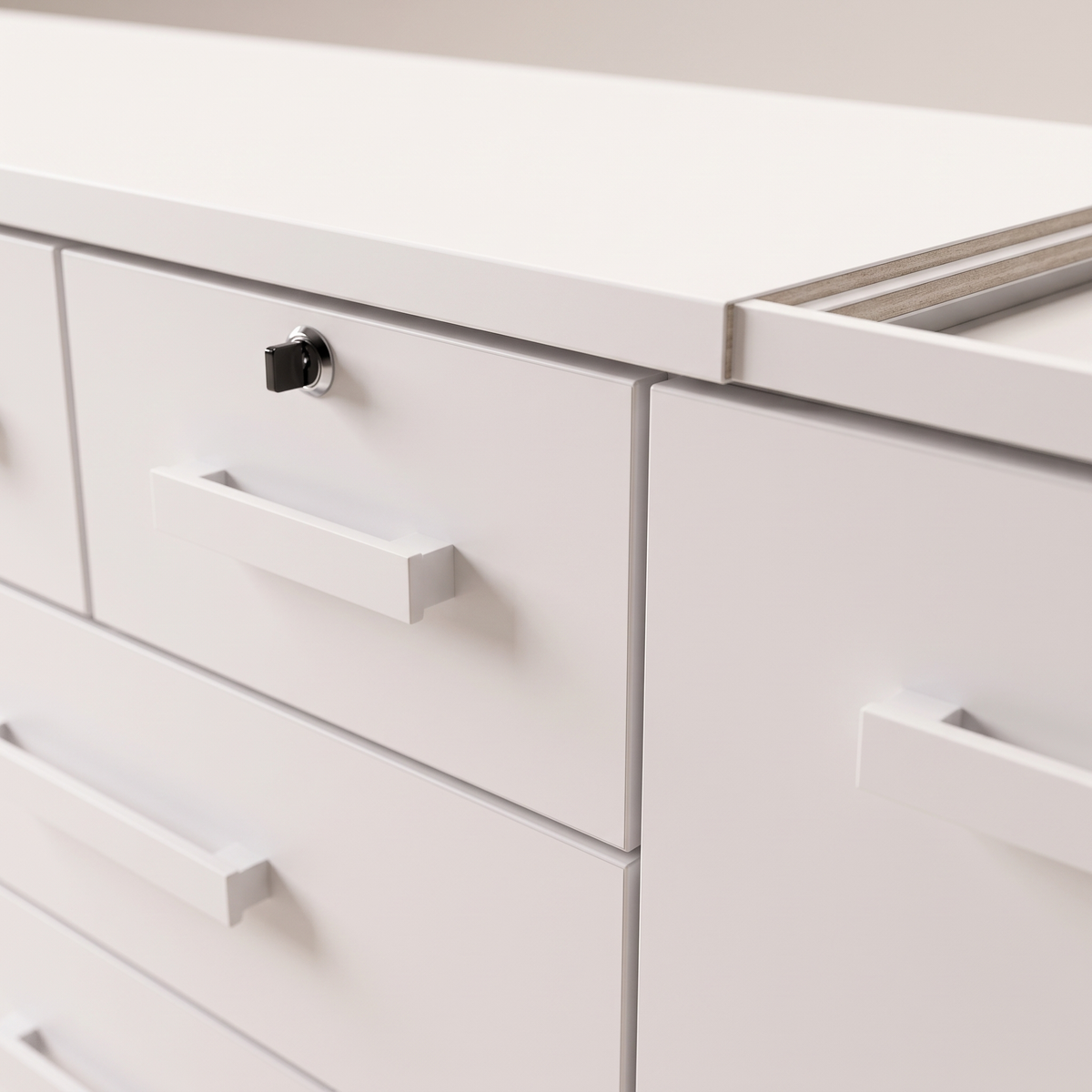 Fontana White 2 Doors Dresser, material detail