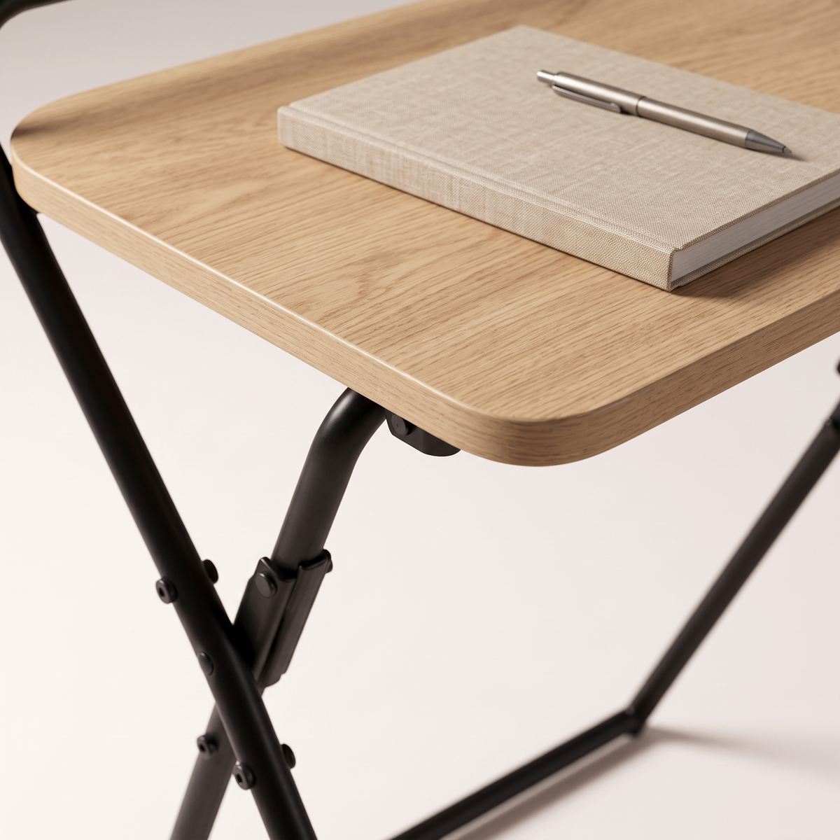 Compact Oak-Effect Folding Study Table, styled detail