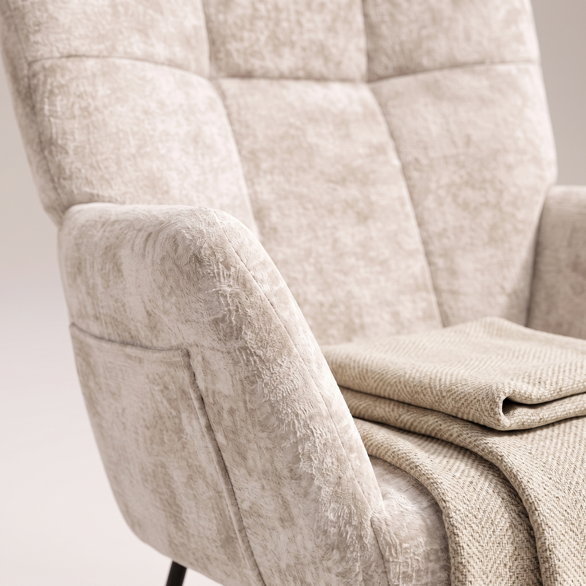 Beige Rocking Chair #JLC009, styled detail