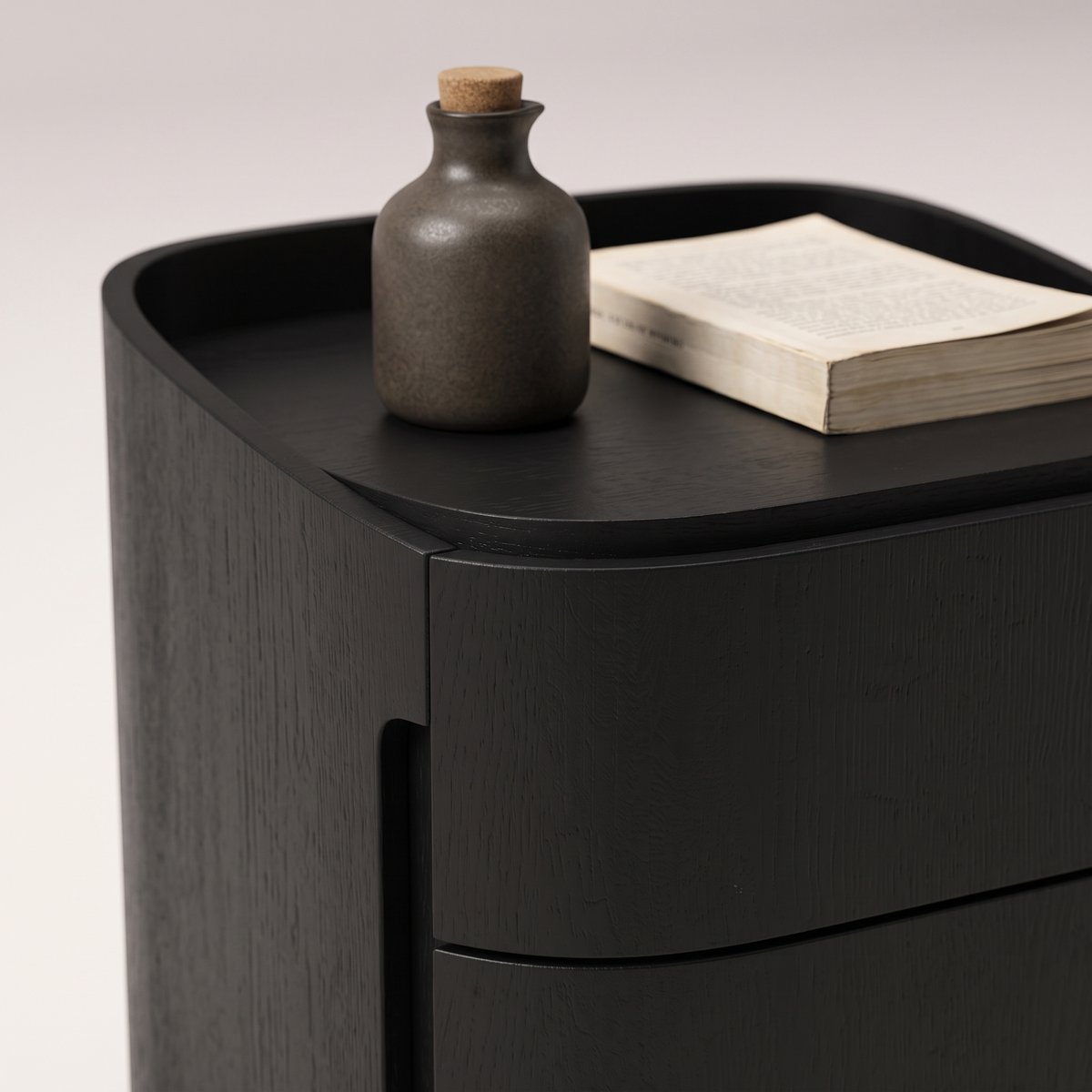 Black Nightstand #CB-0444A, styled detail