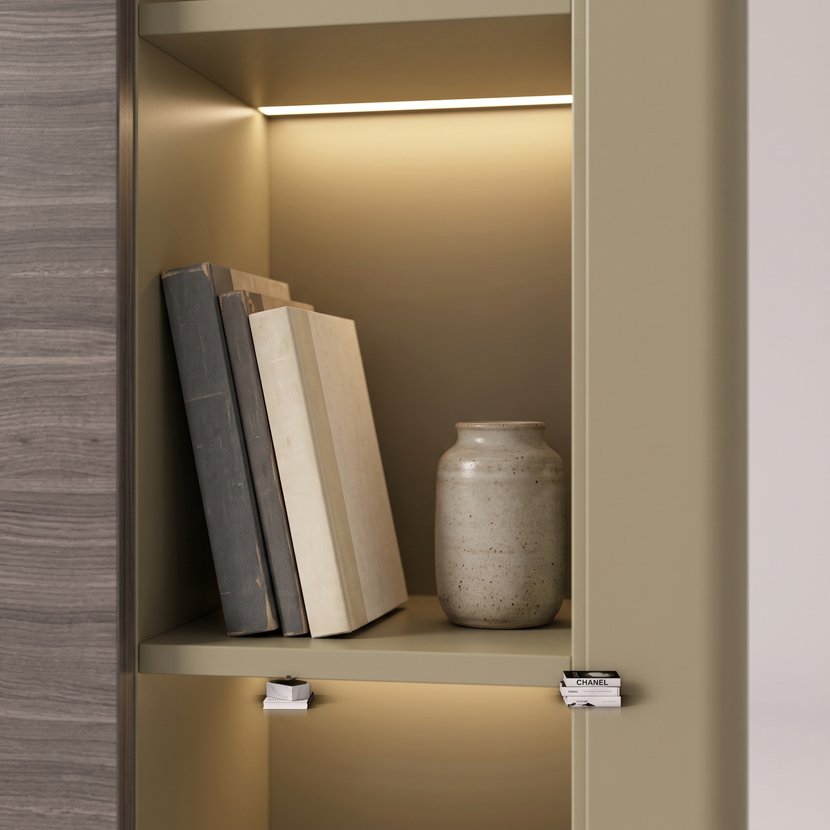 Display Cabinet & Bookcase with LED Lighting #YD315S20E, styled detail