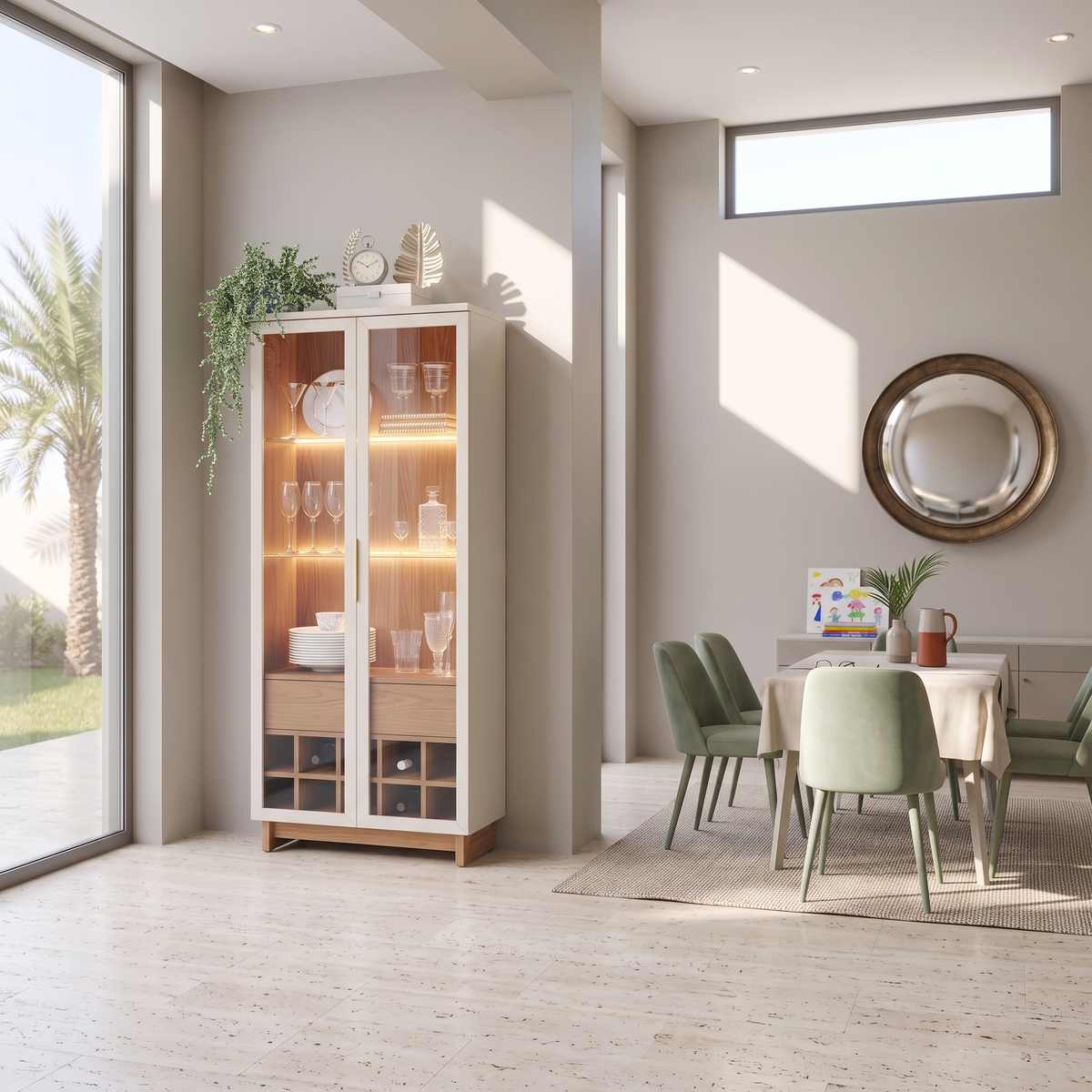 Guanabara Off White Display Cabinet, close view