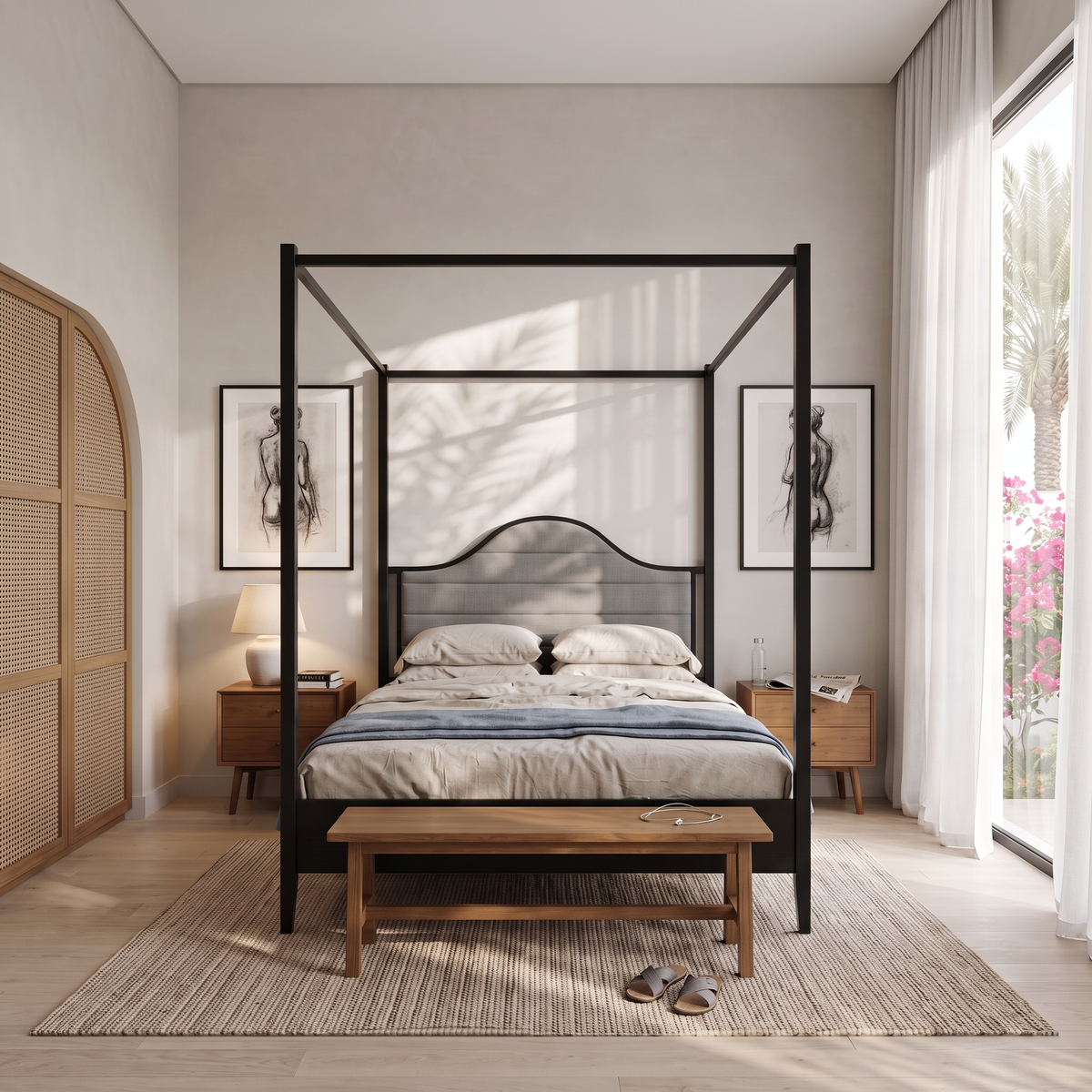 Canopy Queen Bed #MG0103-3-QB, close view