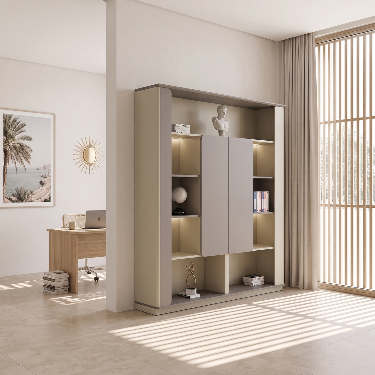 Display Cabinet & Bookcase with LED Lighting #YD315S20E, close view