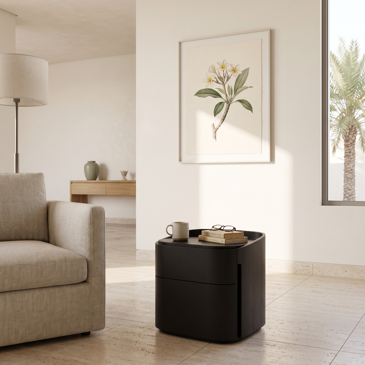 Black Nightstand #CB-0444A, second room view