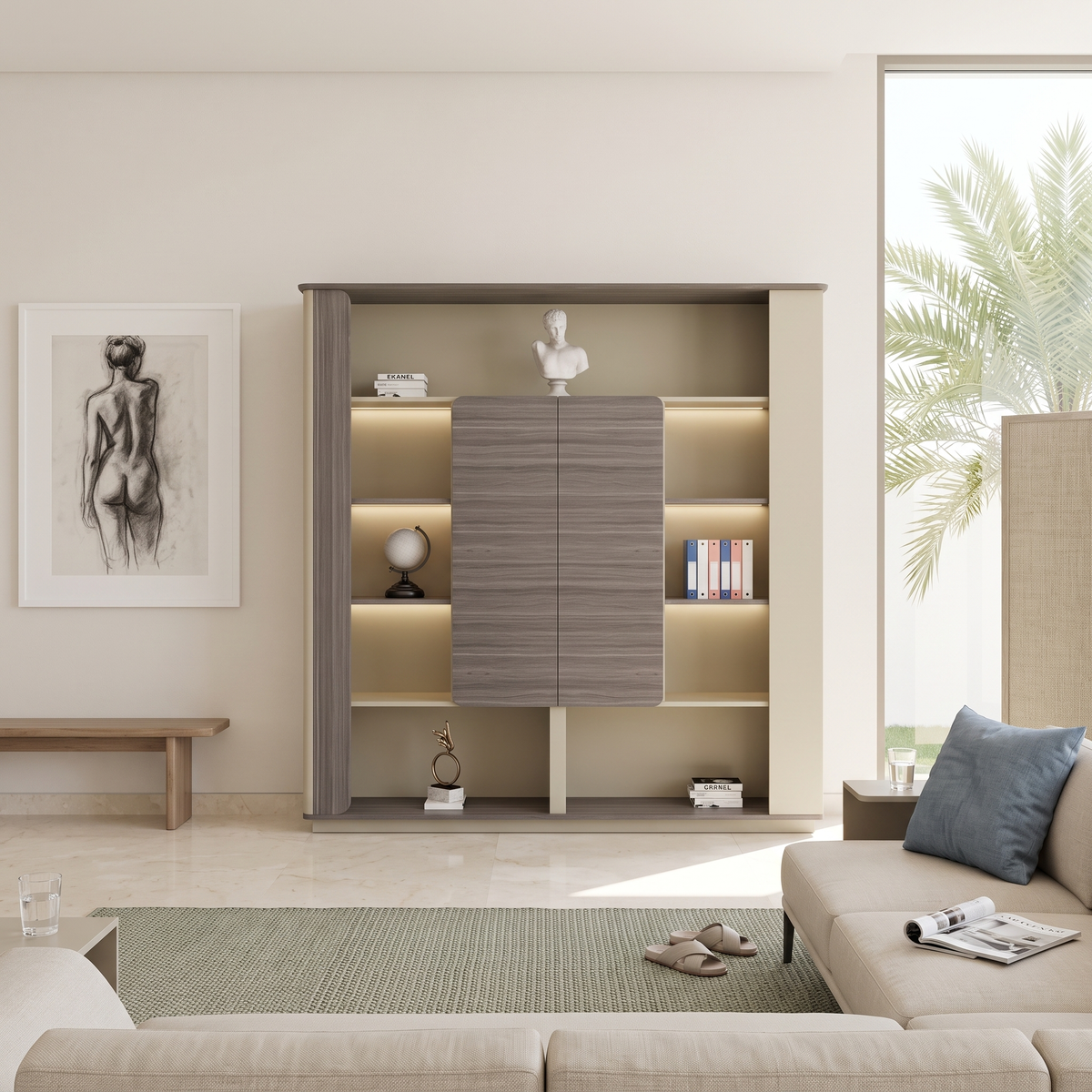 Display Cabinet & Bookcase with LED Lighting #YD315S20E, second room view