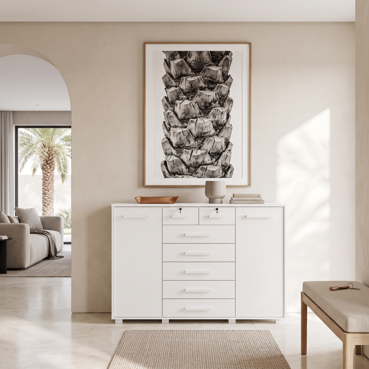 Fontana White 2 Doors Dresser, second room view