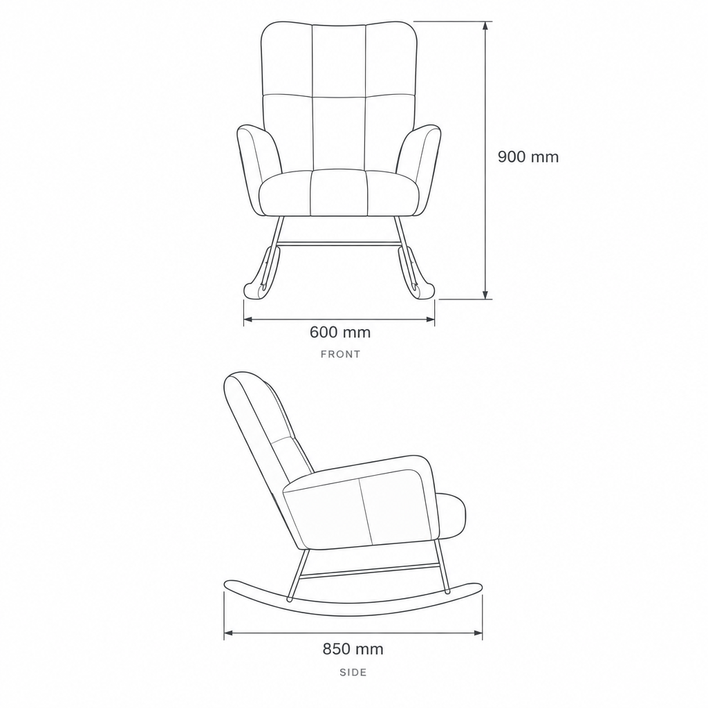 Beige Rocking Chair #JLC009, dimensions drawing