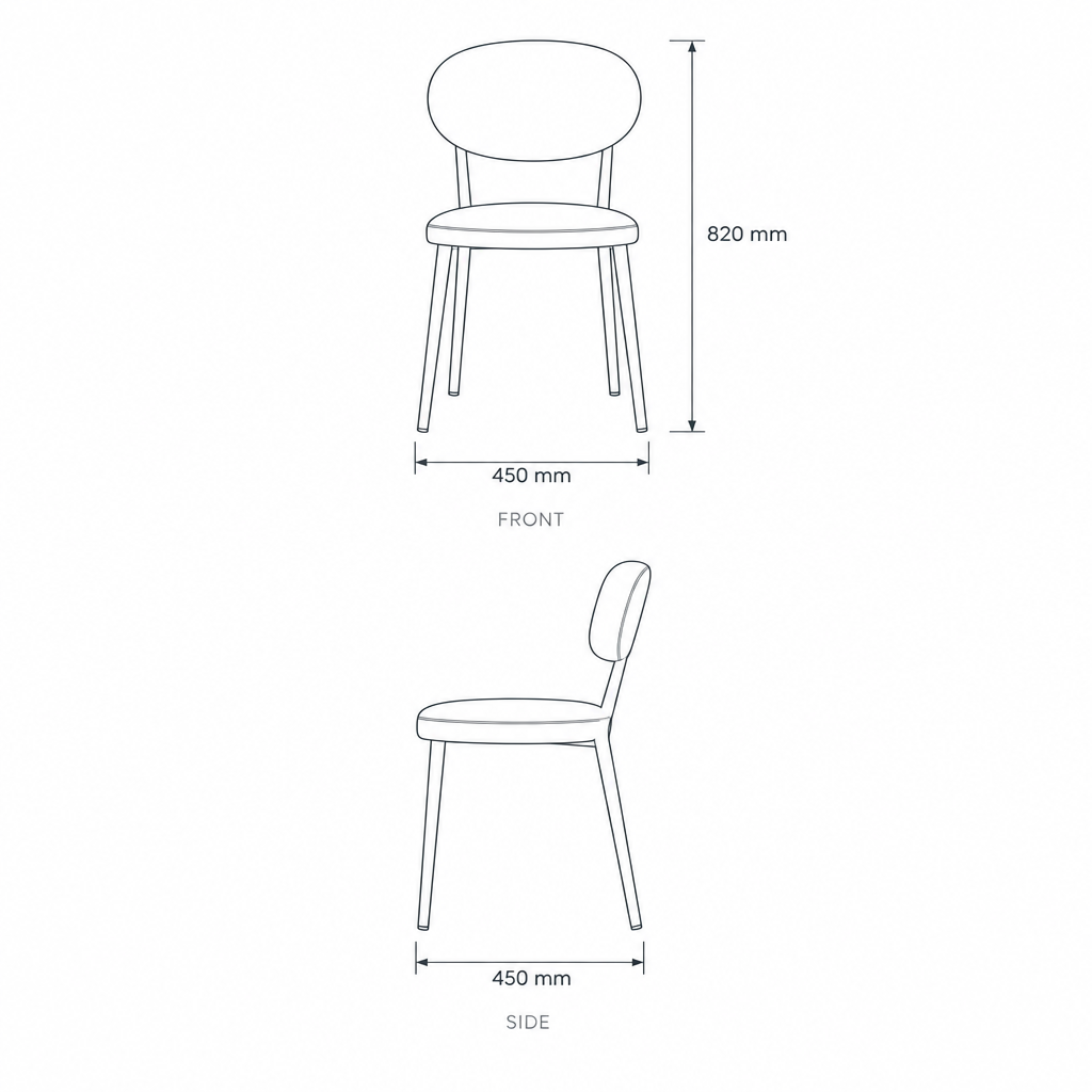 Dining Chair #710-12, dimensions drawing