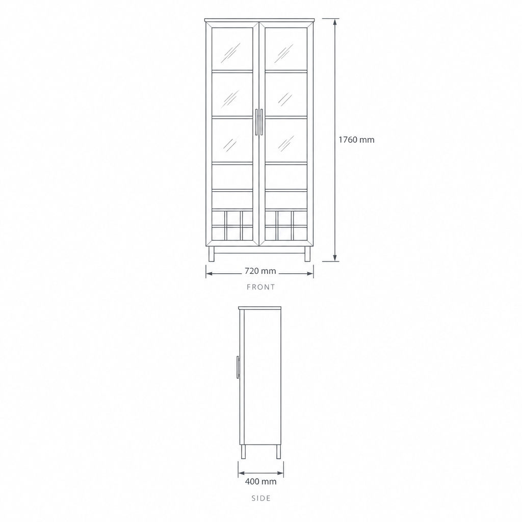 Guanabara Off White Display Cabinet, dimensions drawing