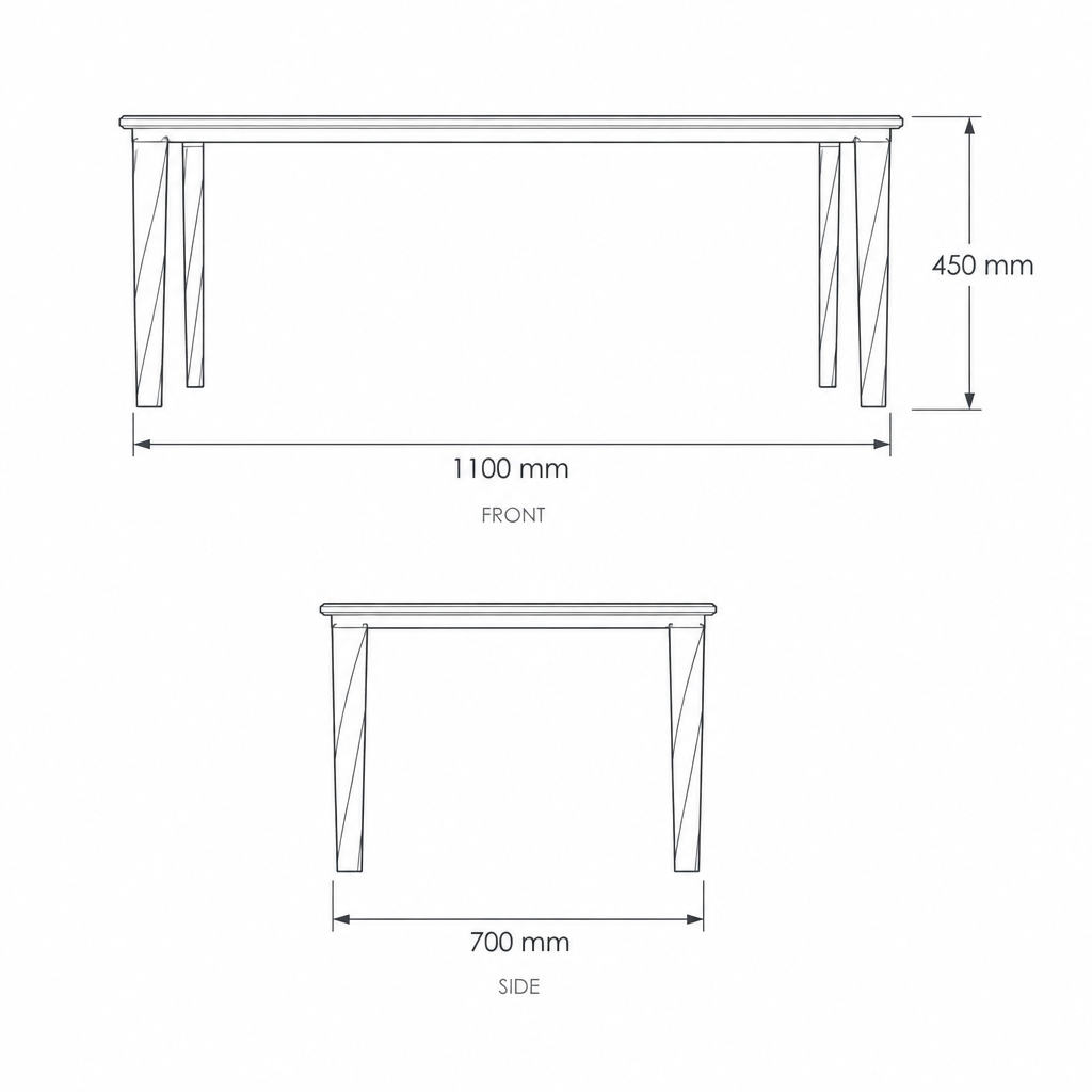 Coffee Table #190-ESER, dimensions drawing