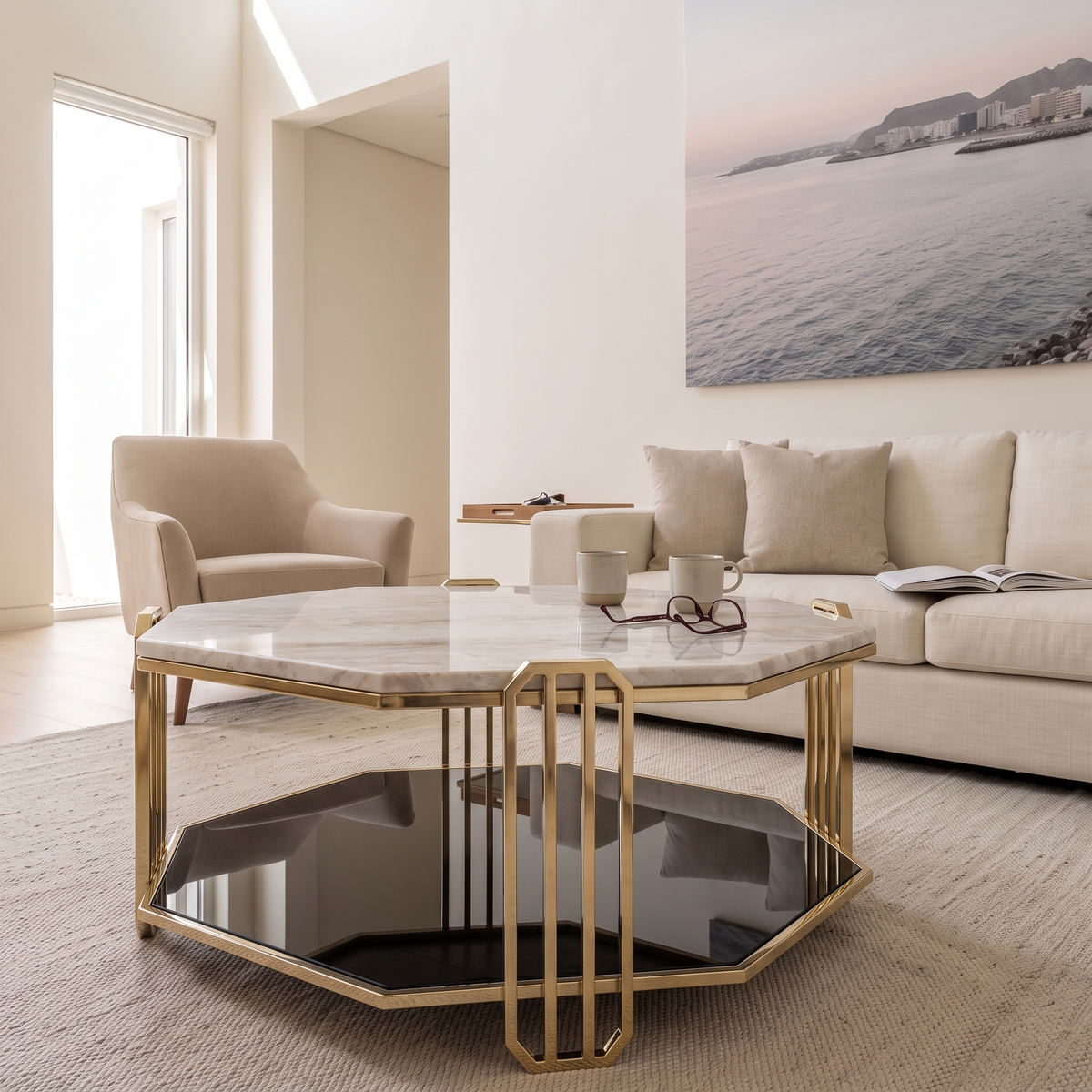 Dopro Octagonal Coffee Table, close view