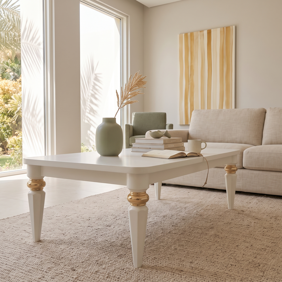 Paris White Coffee Table, close view