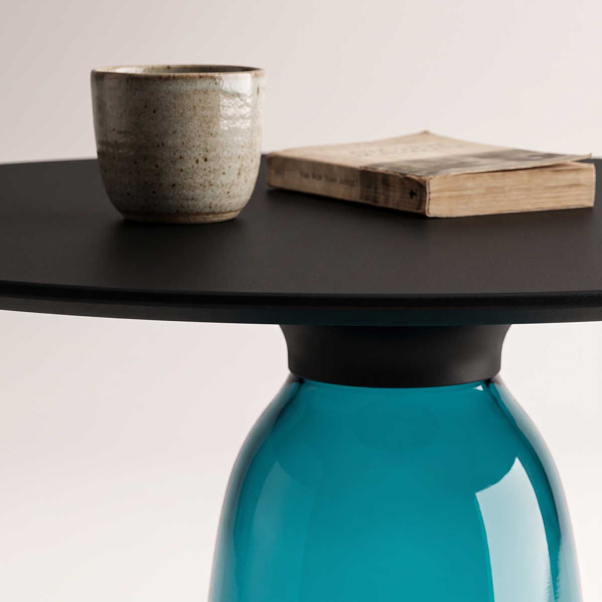 Teal and Black Coffee Table #0926-1-1, styled detail
