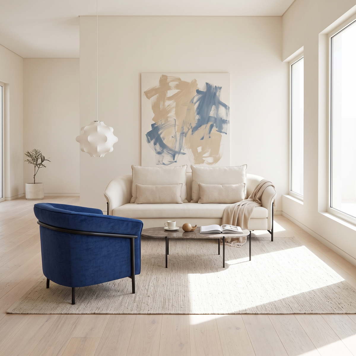 Beige and Blue Living Room Set #E1965 in a Muscat home