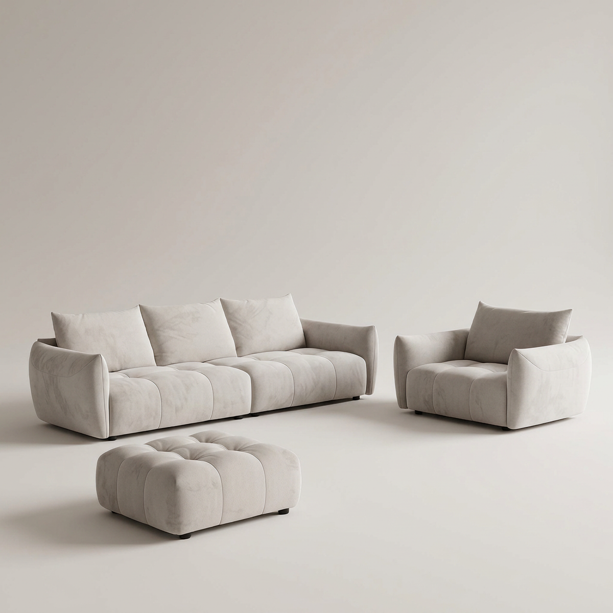Beige Fabric Living Room Set #S8901B, studio view