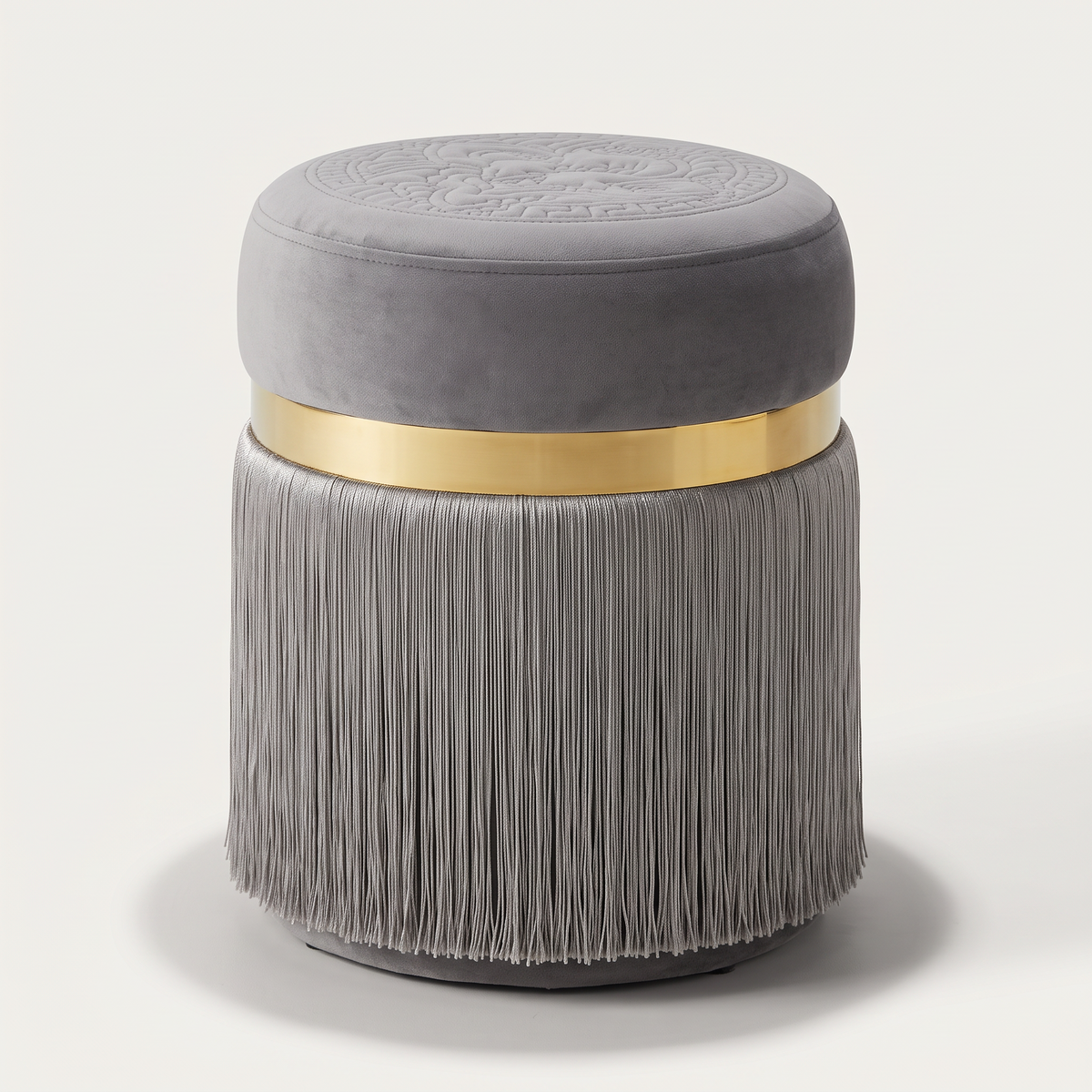 Charisma Grey Pouf, studio view