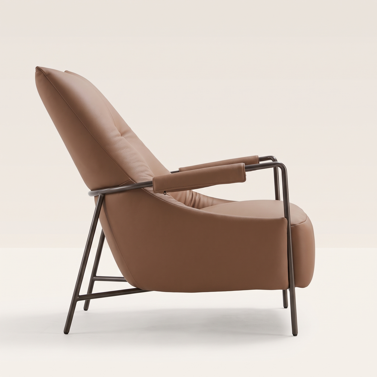 Brown Microfiber Leather Lounge Chair #EC-436, studio view