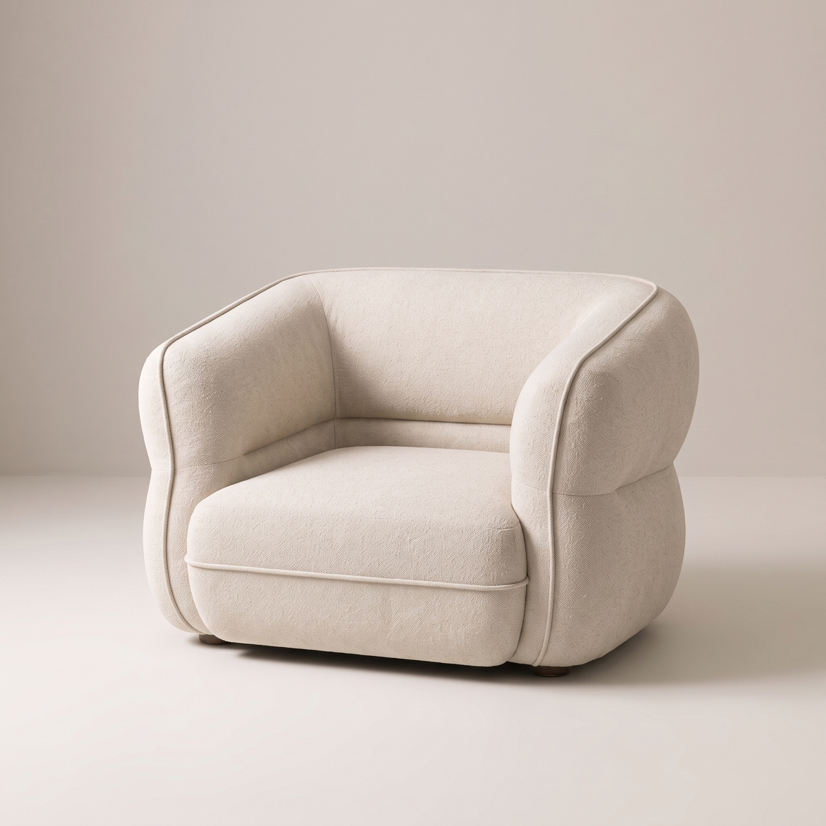 Cream Fabric Living Room Chair, studio view