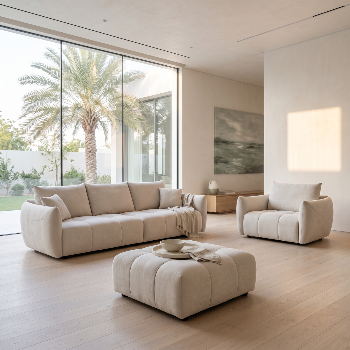 Beige Fabric Living Room Set #S8901B, second room view