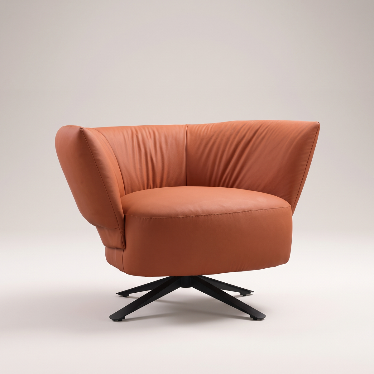 Orange Swivel Lounge Chair #EC-368, studio view