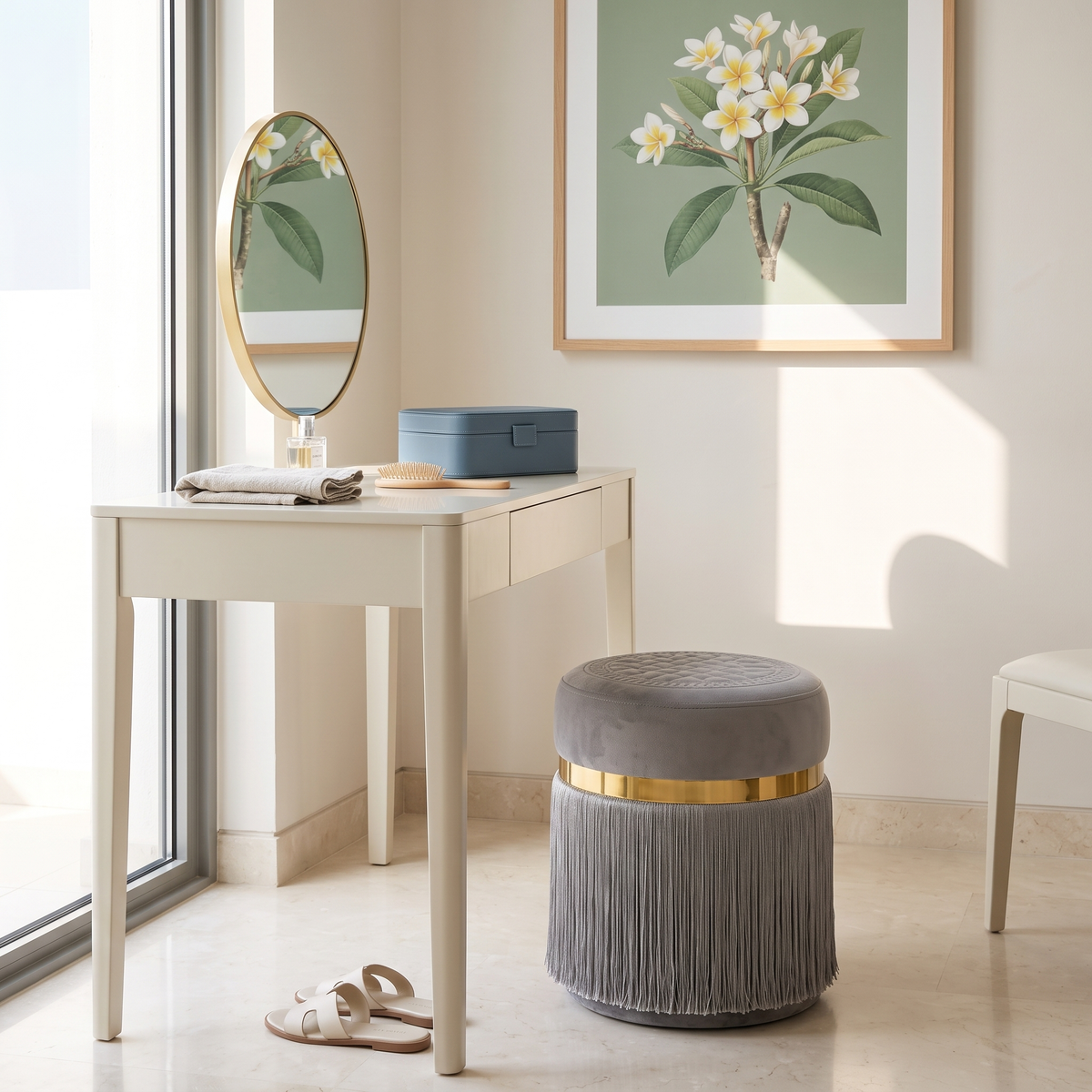 Charisma Grey Pouf, second room view