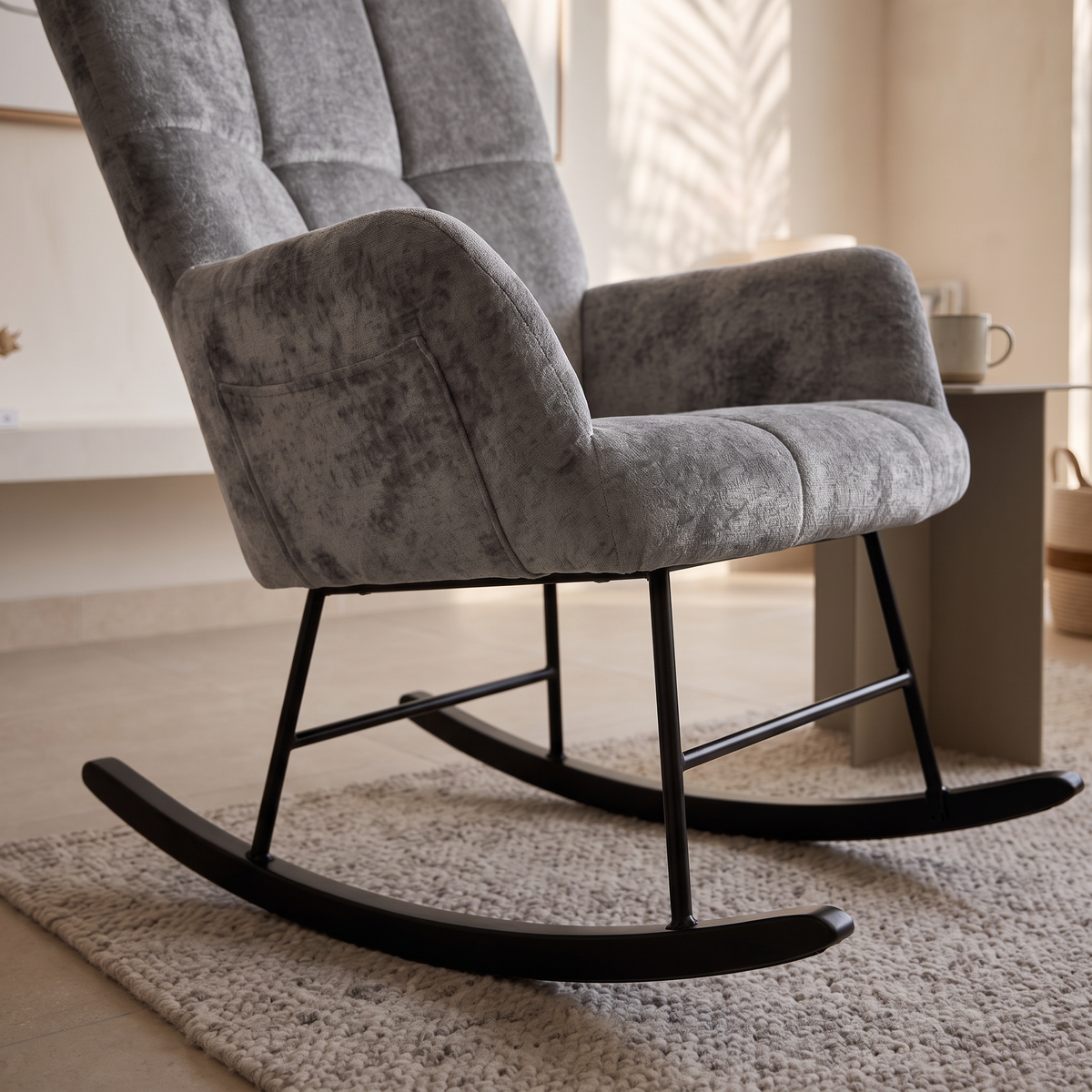 Grey Rocking Chair #JLC009, close view