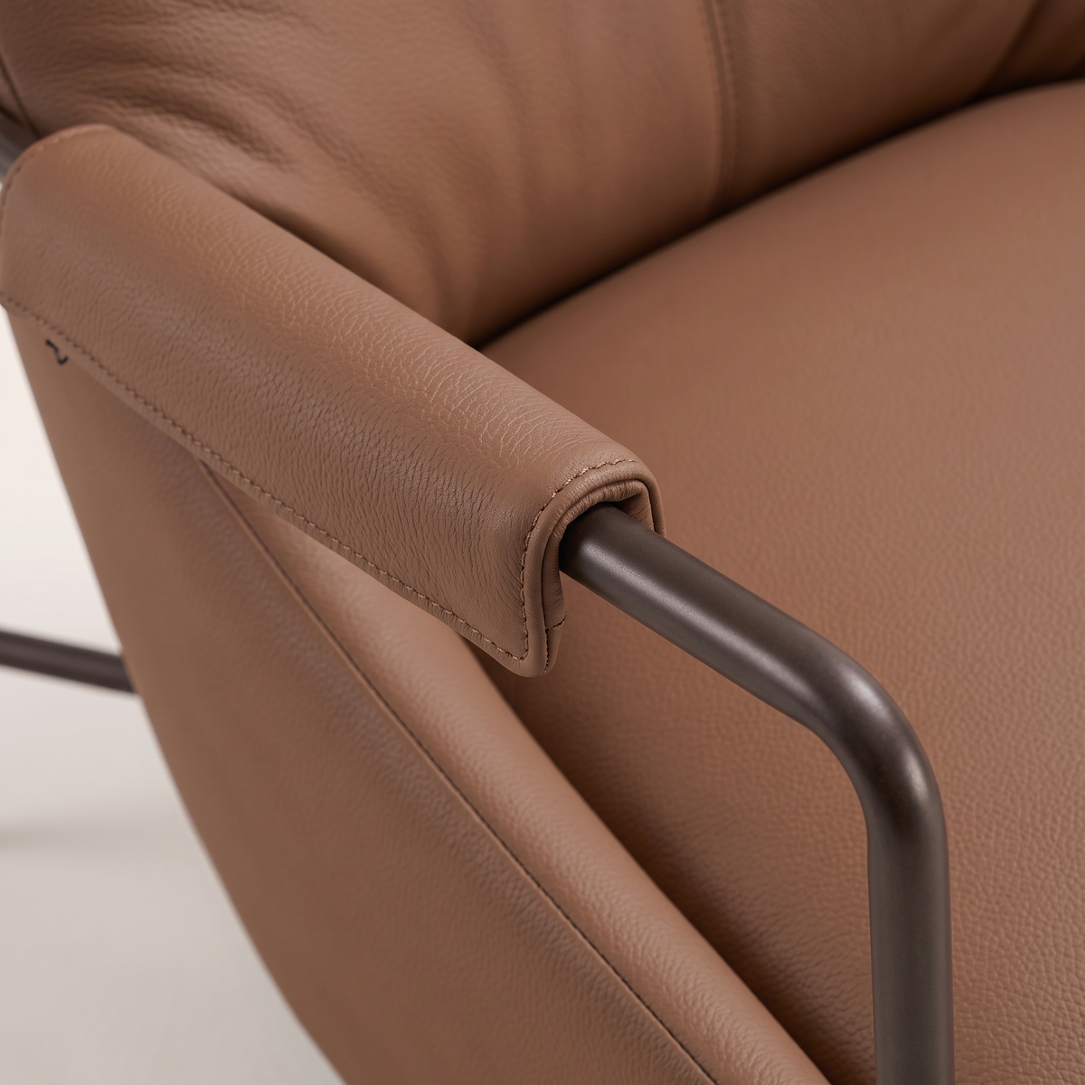 Brown Microfiber Leather Lounge Chair #EC-436, material detail