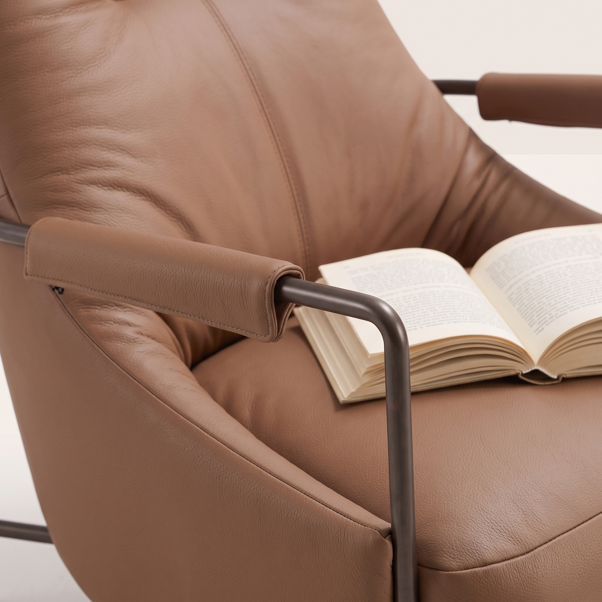 Brown Microfiber Leather Lounge Chair #EC-436, styled detail