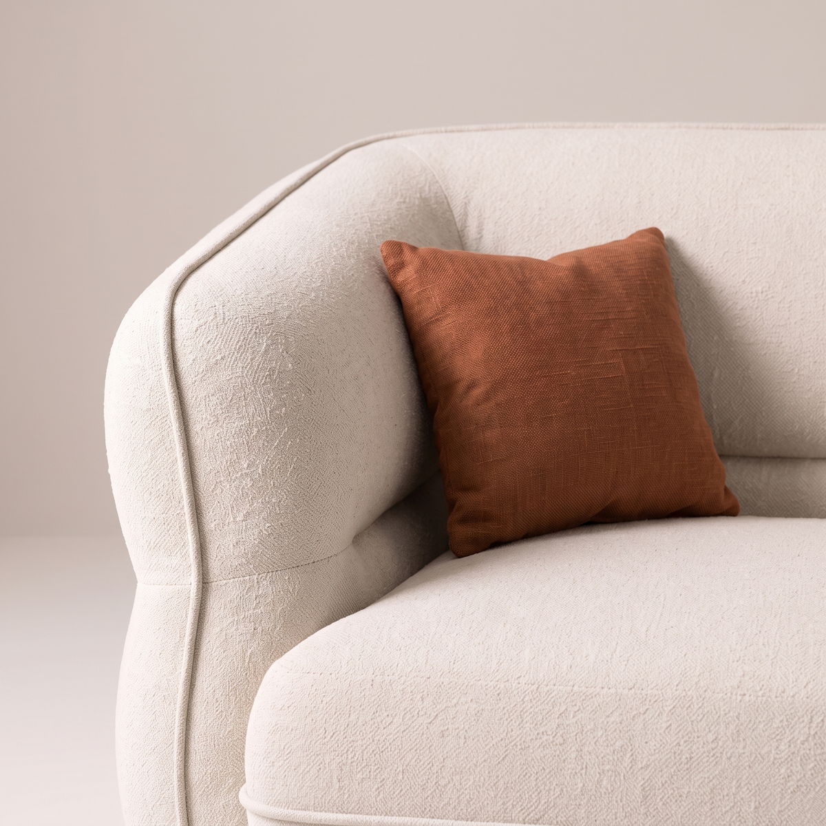 Cream Fabric Living Room Chair, styled detail