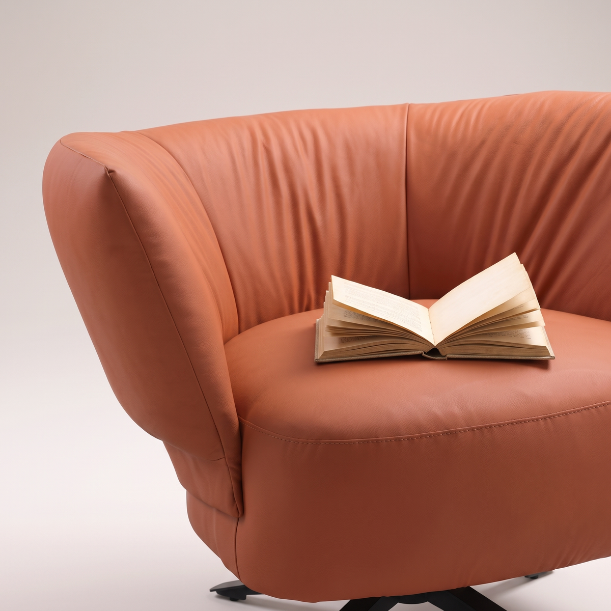 Orange Swivel Lounge Chair #EC-368, styled detail