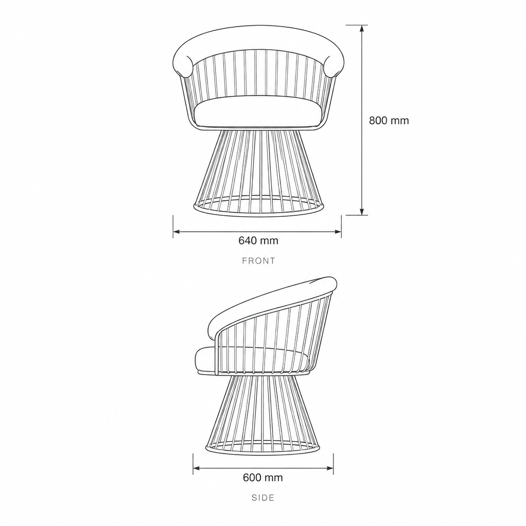 Lounge Chair #T0108, dimensions drawing